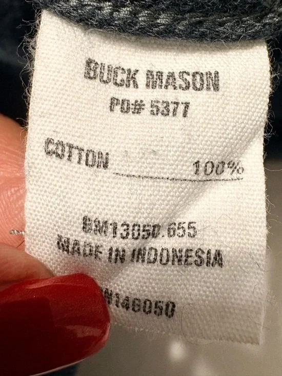 Men’s Buck Mason Dark Charcoal Brushed Cotton Button-Down Long Sleeve Shirt L - Picture 9 of 13